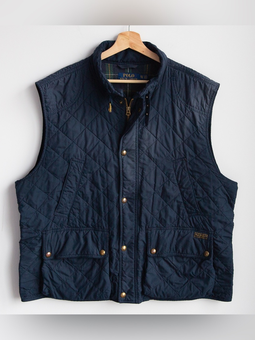 Polo Ralph Lauren Quilted Vest Navy XXL Tartan Lined